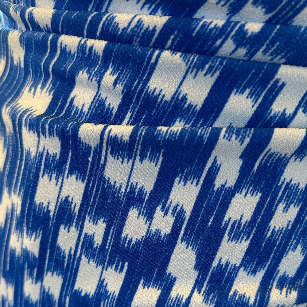 Ann Taylor Blue & White Sleeveless Faux-Wrap Mini Dress - Picture 8 of 8